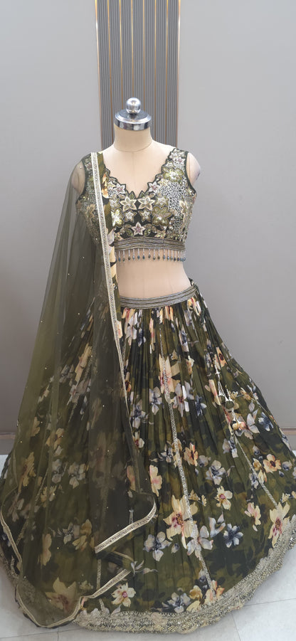 Blue Crop Top Lehenga