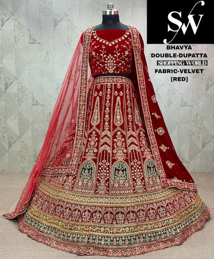 Gorgeous maroon Velvet bridal Lehenga