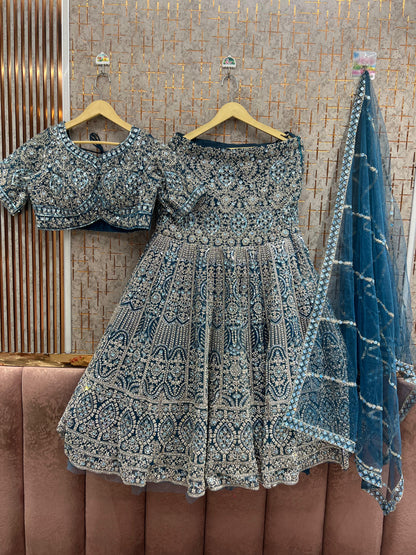 Purple Fish Cut Crop Top Lehenga - Shopping World