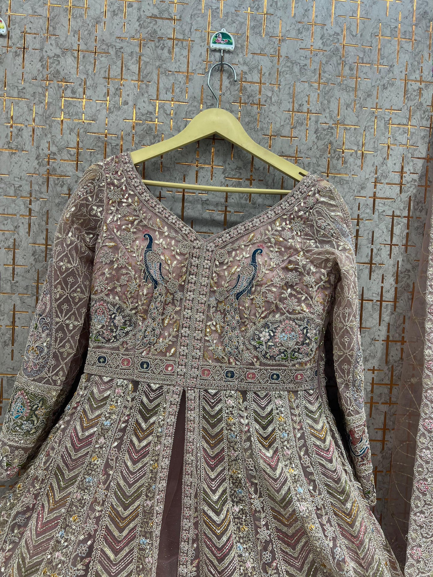 Pink long peplum Dress Farshi Gaharara Dress Special - Shopping World