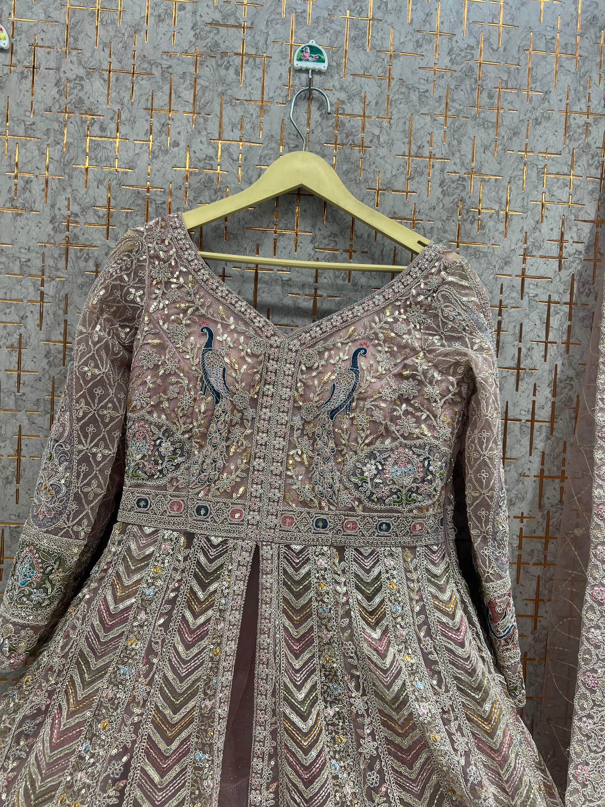 Pink long peplum Dress Farshi Gaharara Dress Special - Shopping World