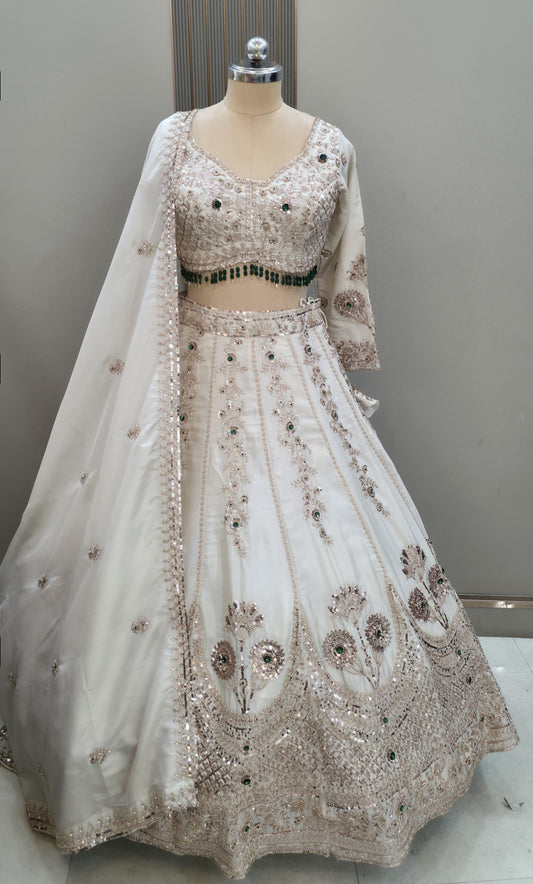 White Crop Top Lehenga