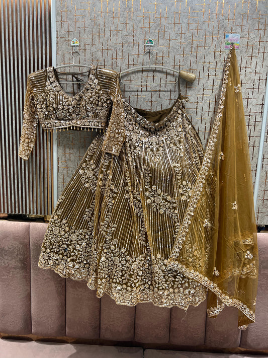 Mustard Crop Top Lehenga