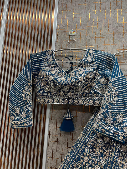 Khoobsurat Blue crop top Lehenga