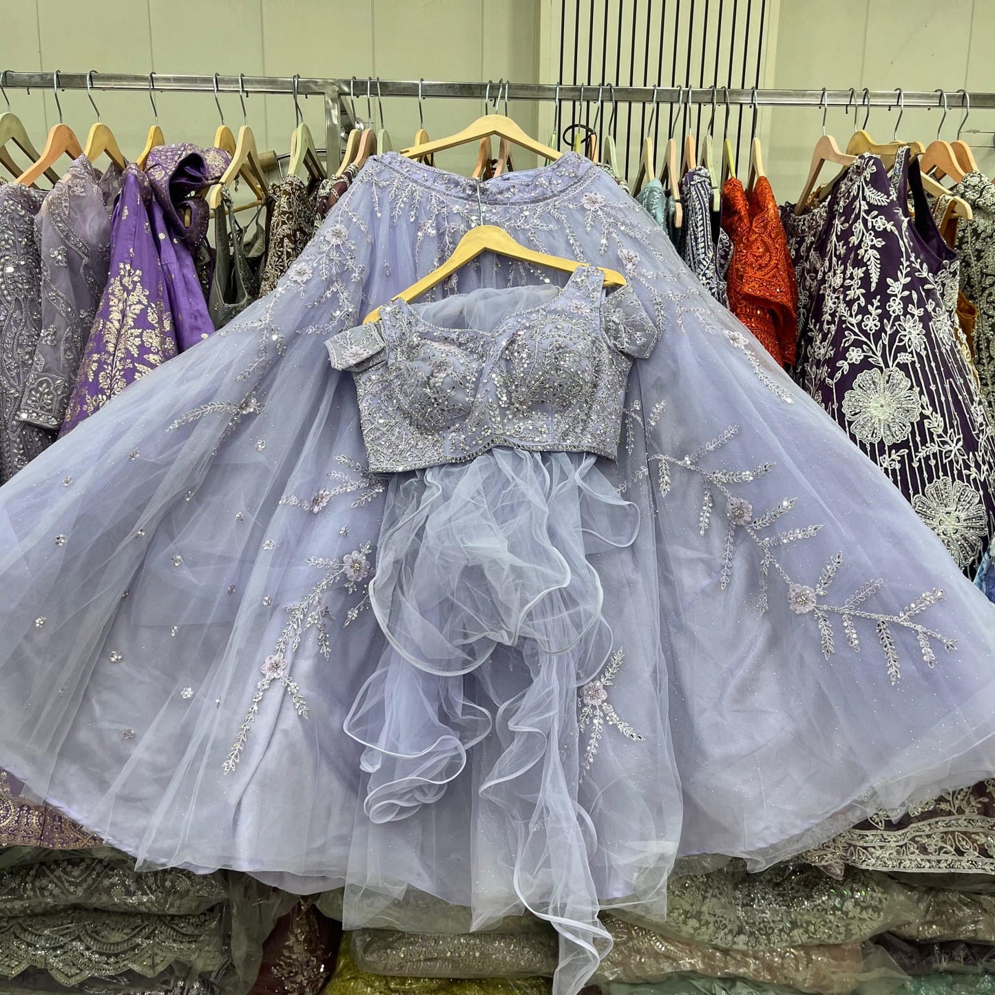 Lavender Crop Top Lehenga