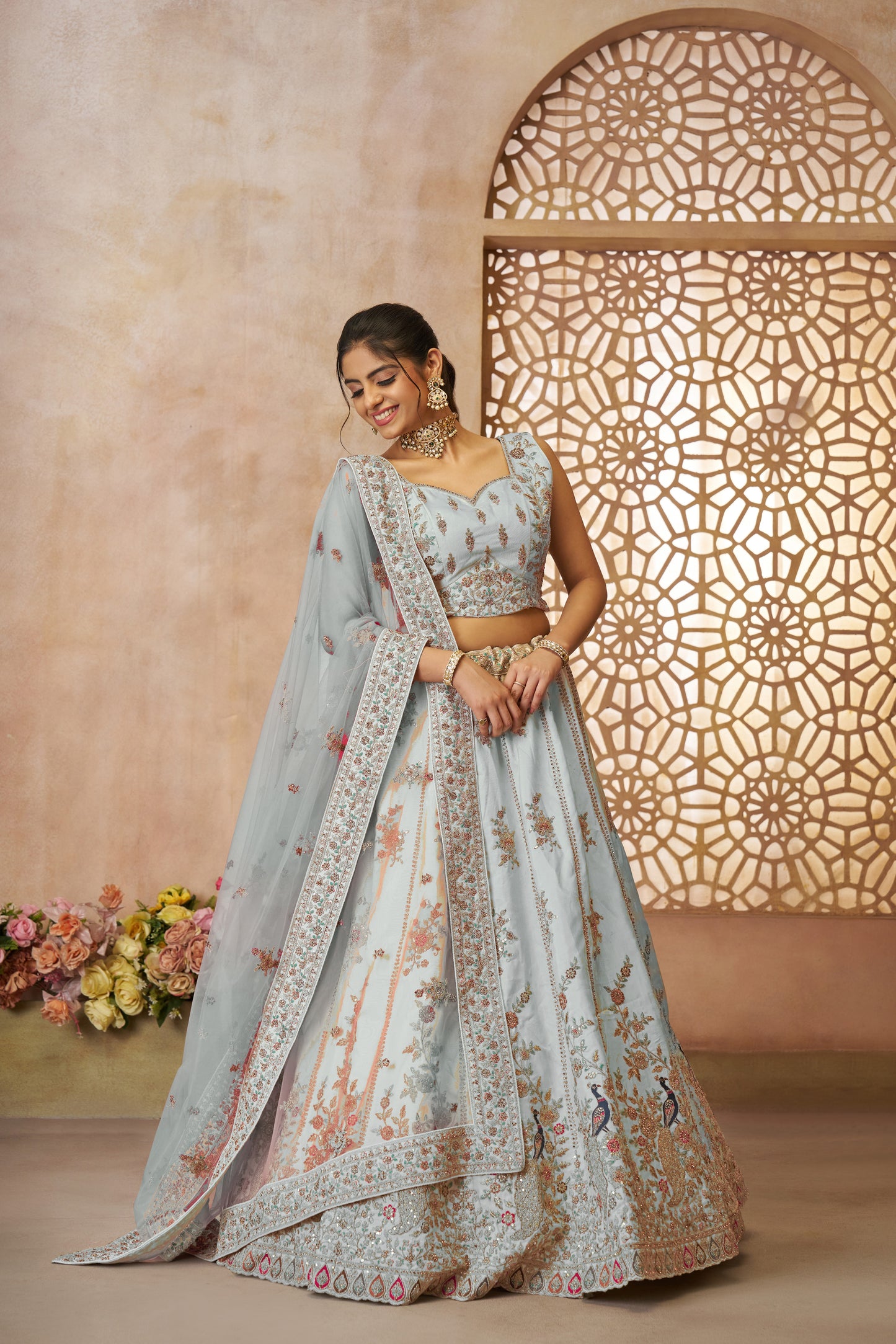 Eye catching sky blue girlish lehenga 35
