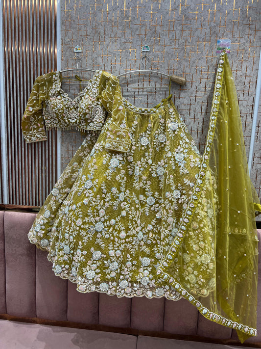Majestic yellow Crop Top Lehenga