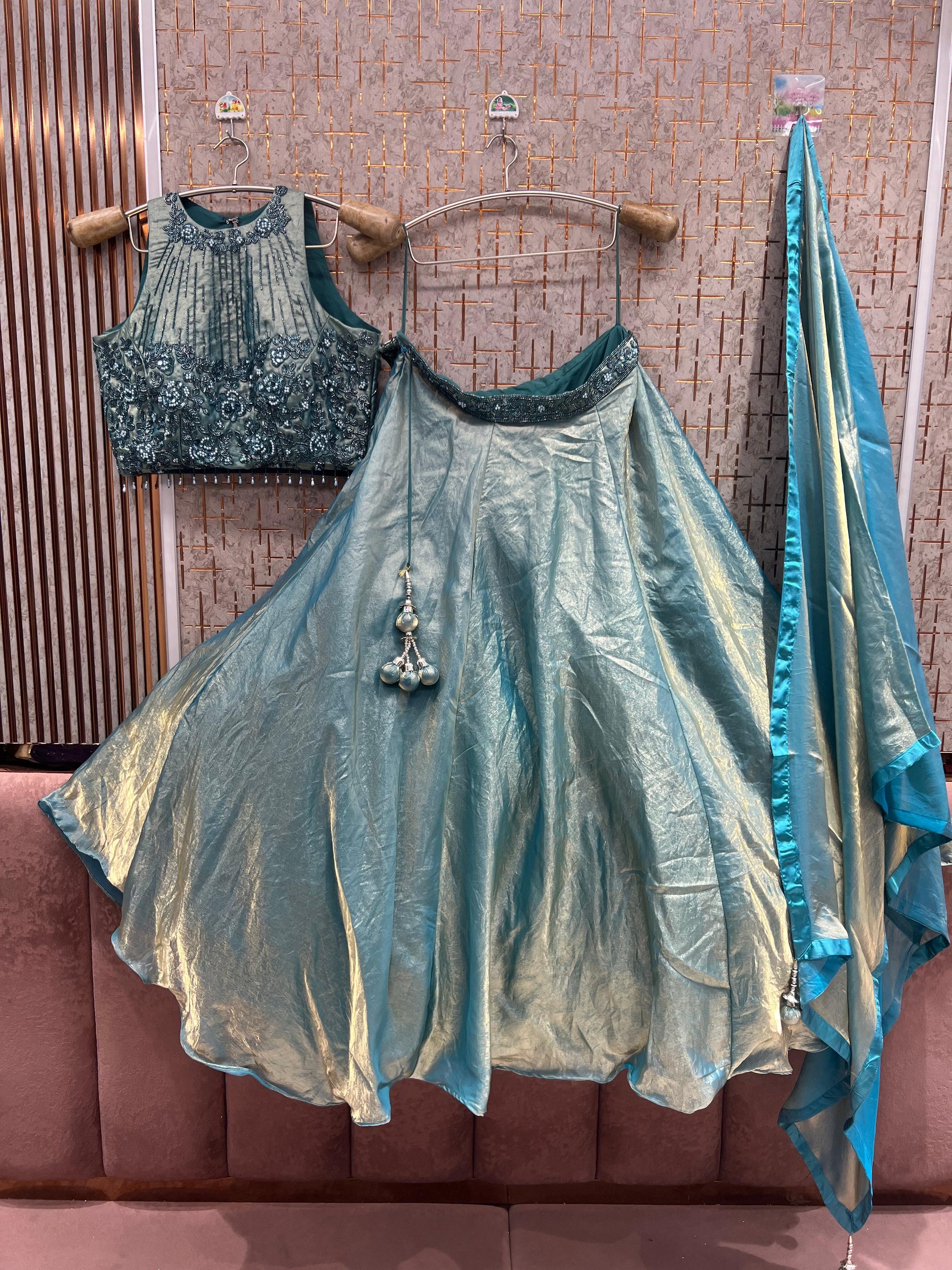 Lavender Crop Top Lehenga - Shopping World