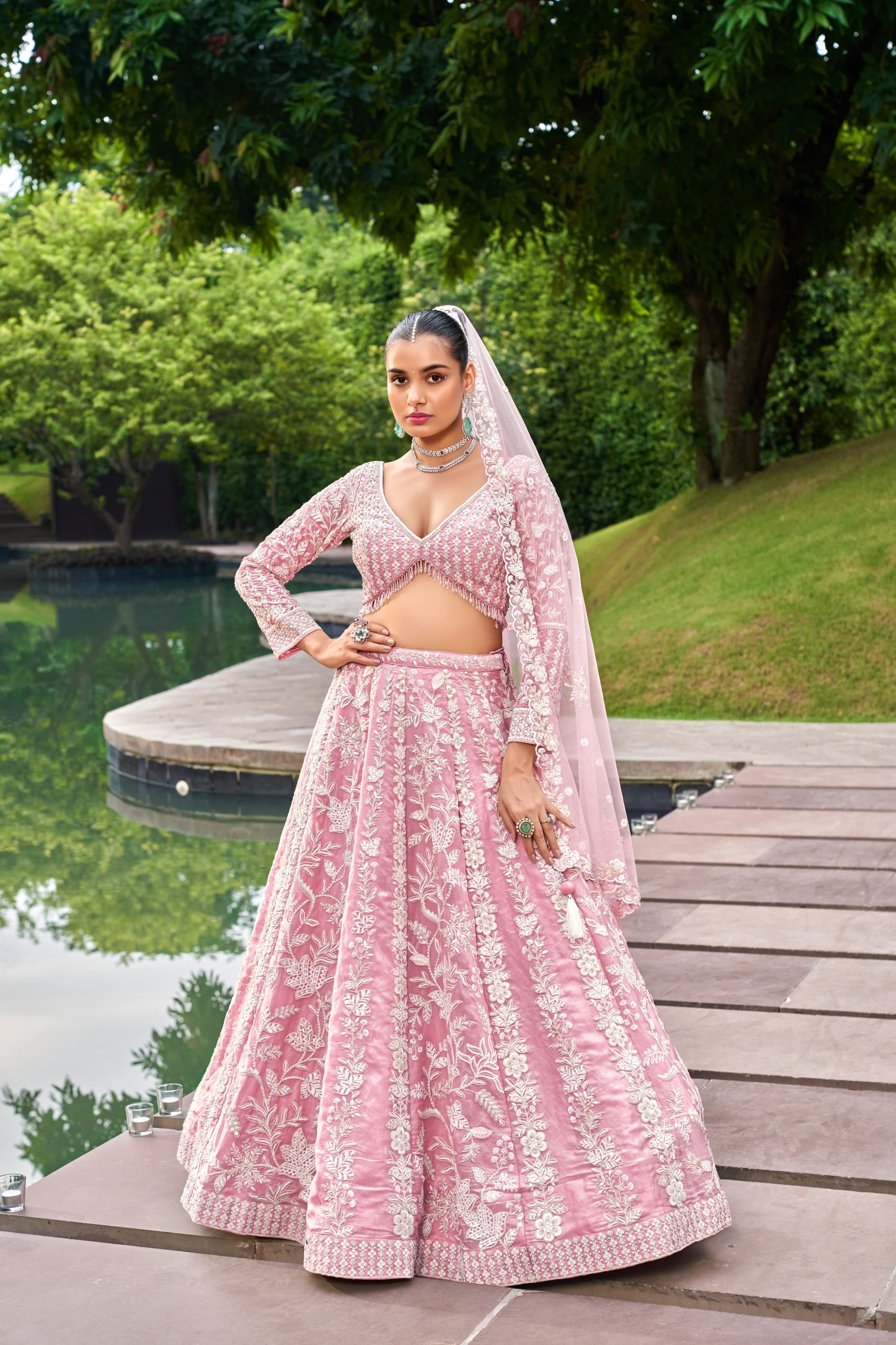 Lovely pink bridal Lehenga - Main Image