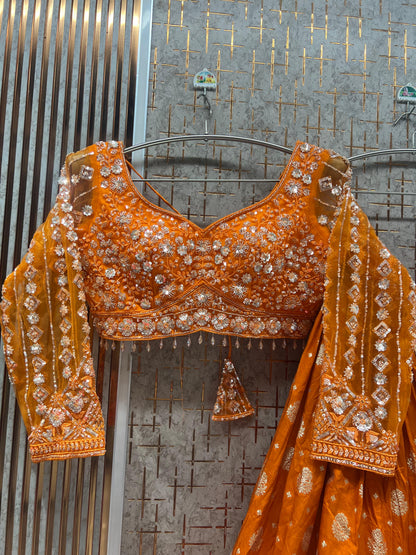 Hot Pink Crop Top Lehenga