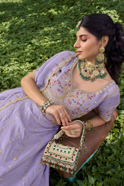 White Tissue Fabric Bead Work Lehenga 1139