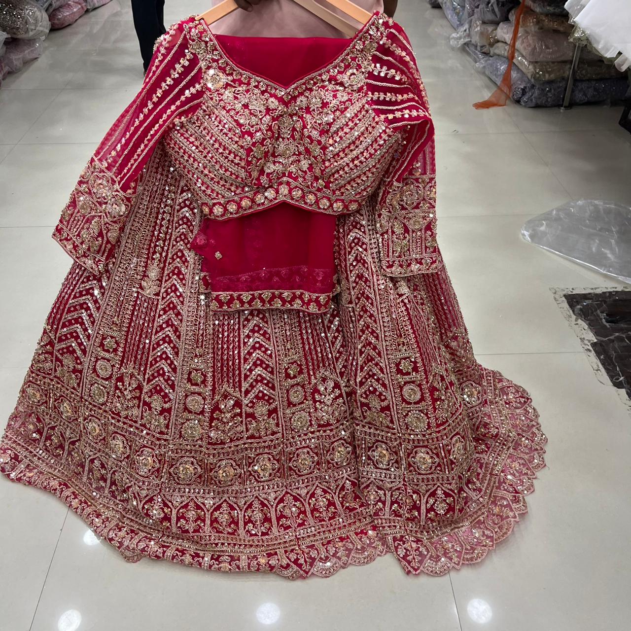 Hot Pink Crop Top Lehenga