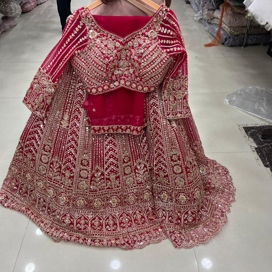 Hot Pink Crop Top Lehenga