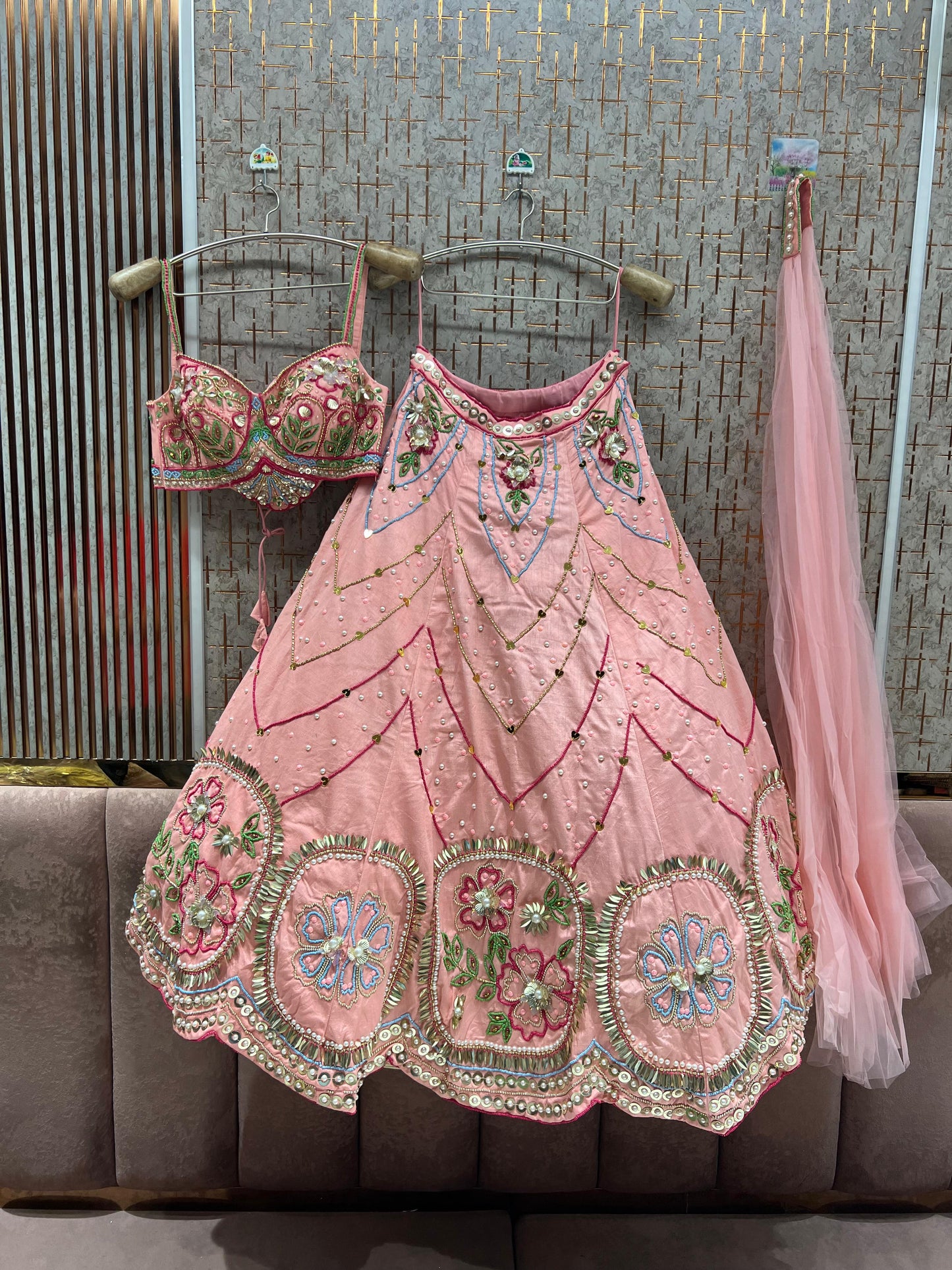 Green pdp Crop Top Lehenga