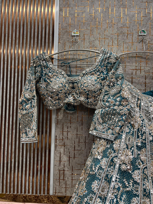 Stunning Blue Crop Top Lehenga