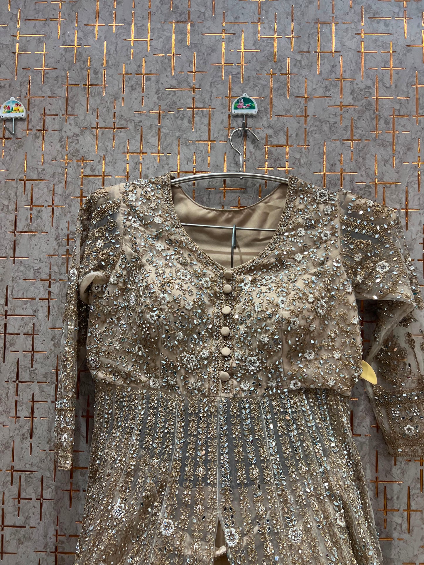 Golden long Dress Farshi Garara Dress Special
