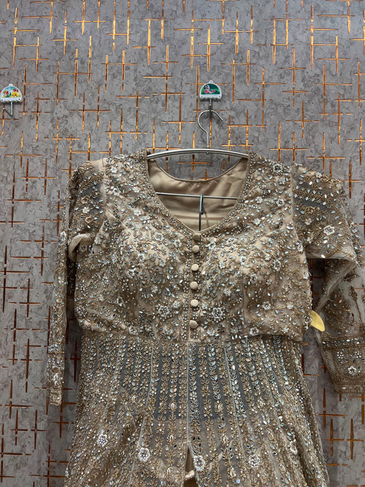 Golden long Dress Farshi Garara Dress Special
