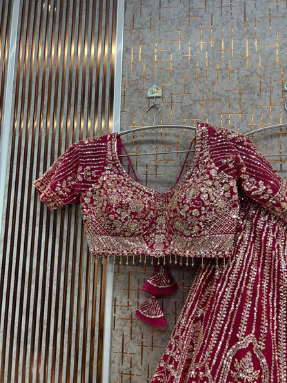 Ready to wear Hot pink Crop Top Lehenga - Shopping World