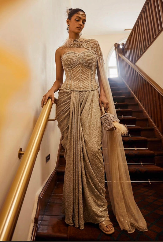 Golden Crop Top Lehenga