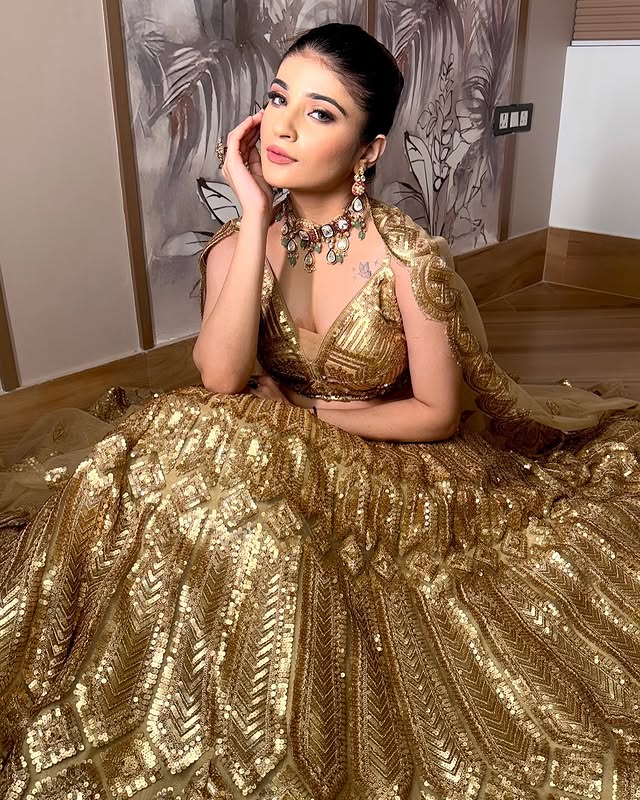 Fabulous peacock golden crop top Lehenga happy customer