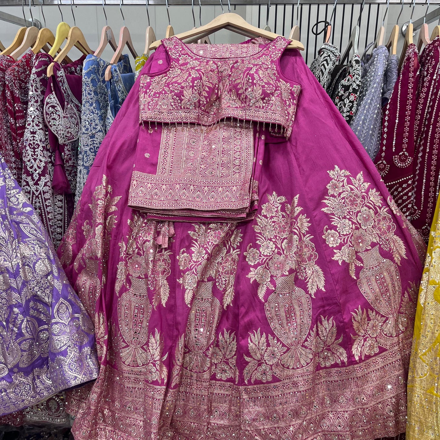 Hot Pink Crop Top Lehenga