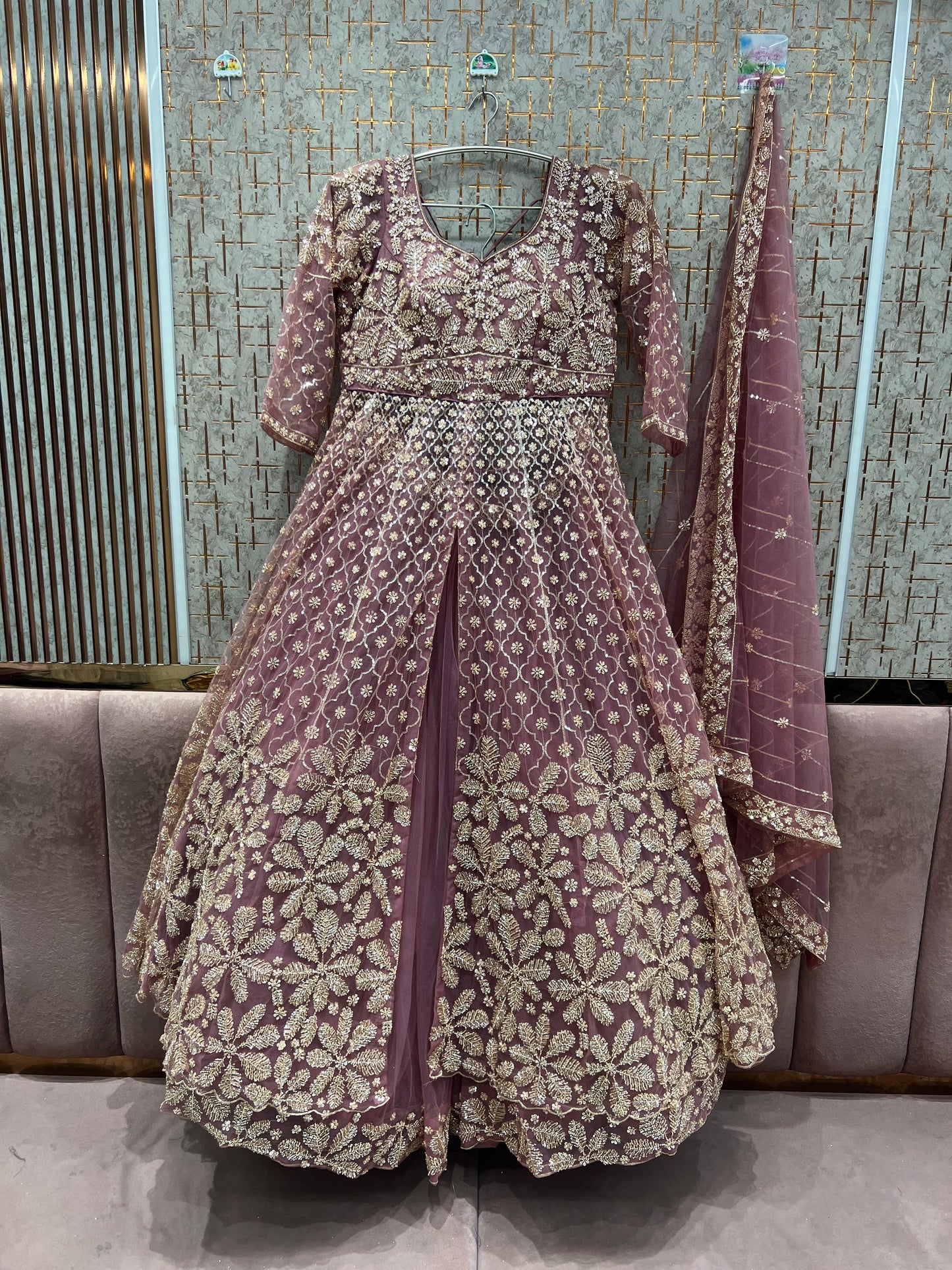 Charming Rust orange long peplum Dress Farshi Gaharara Dress Special