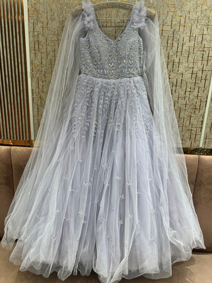 Silver Grey Heavy Handwork Gown
