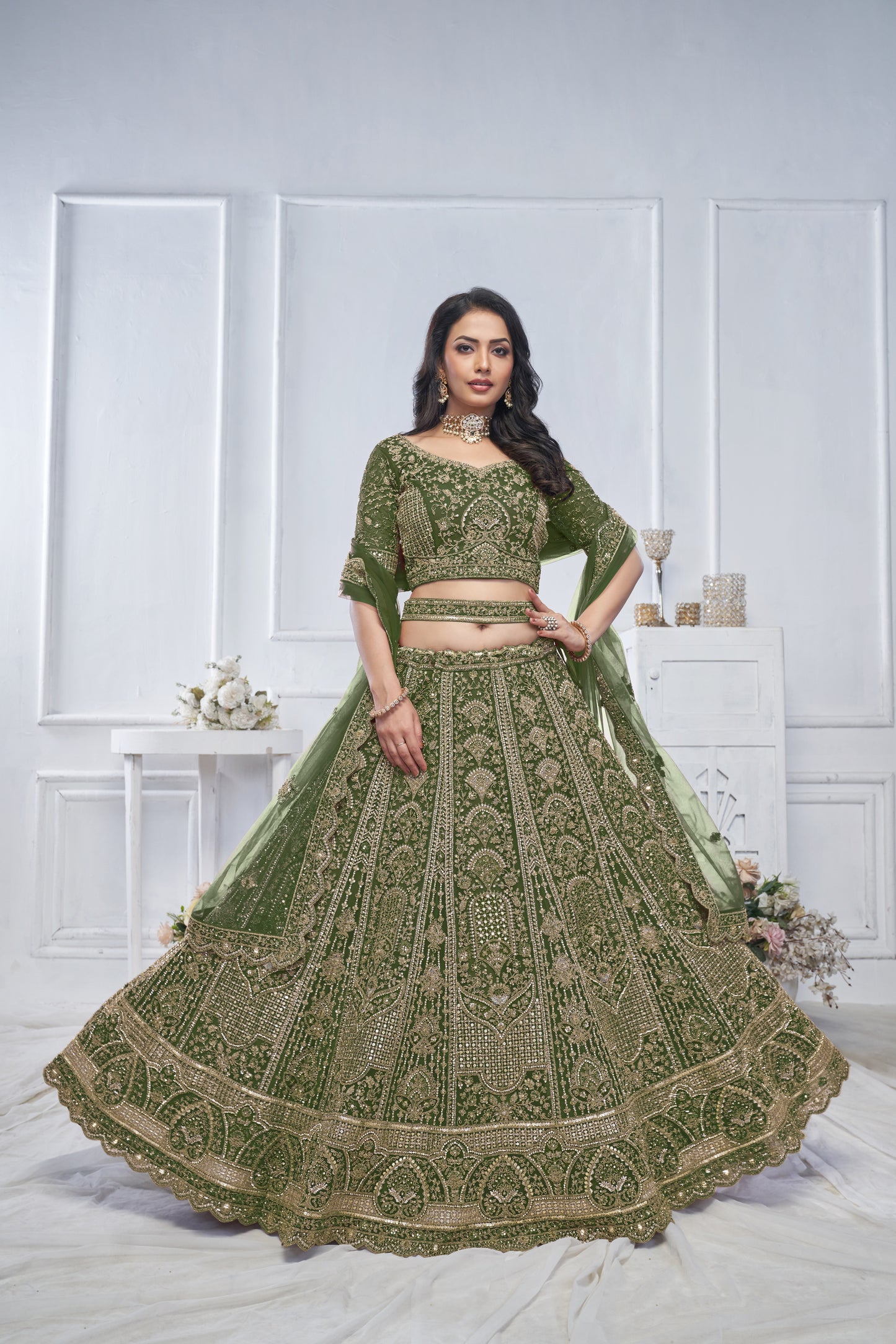 Designer green lehenga