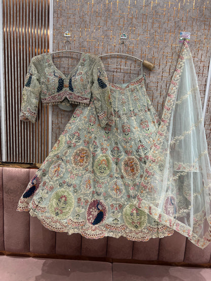 White Peacock Crop top Lehenga - Shopping World