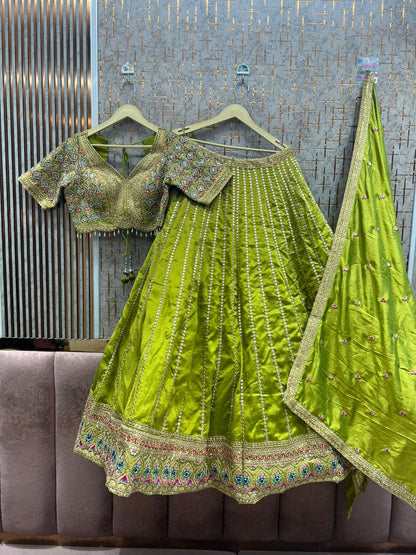 Yellow Haldi Mehendi Crop top Lehenga