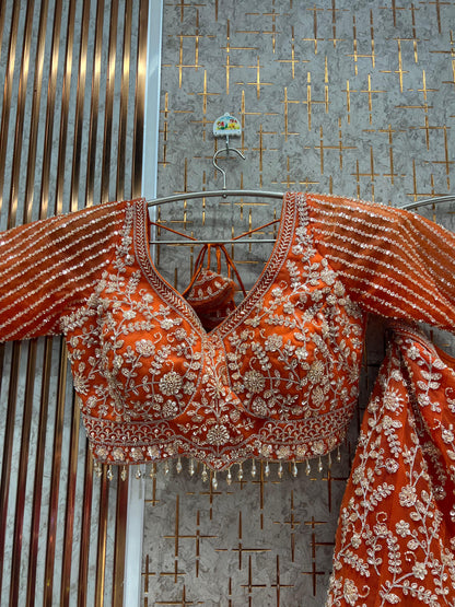 Pretty Rust Brown Fish Cut  Crop Top crop top Lehenga