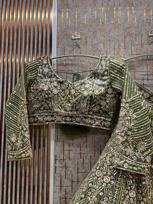 Lovely Green crop top Lehenga