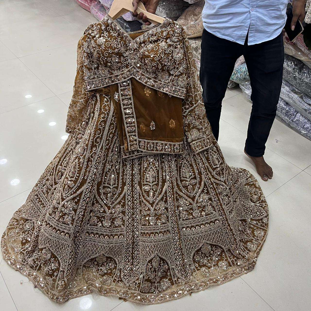 Mustard Crop Top Lehenga