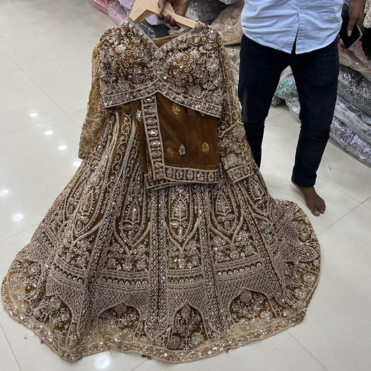 Mustard Crop Top Lehenga