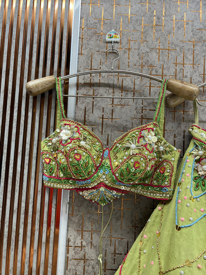 Green pdp Crop Top Lehenga