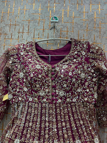 Golden long Dress Farshi Garara Dress Special