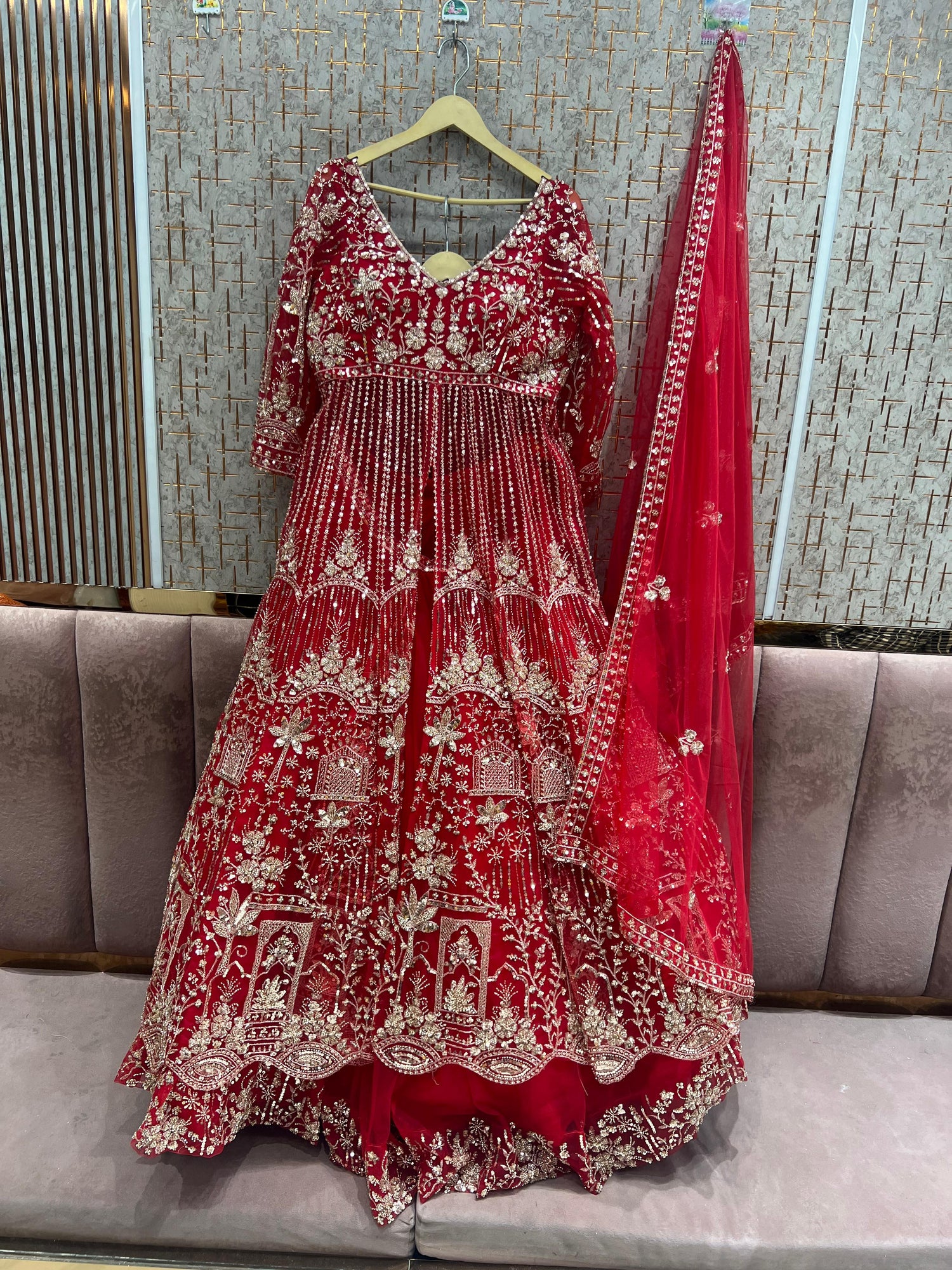 Rust Orange Farshi garara muslim Bride Long Indo Dress - Shopping World