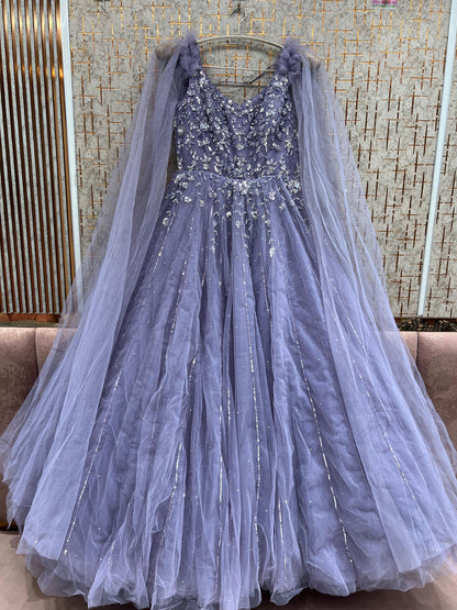 purple Heavy Handwork Gown