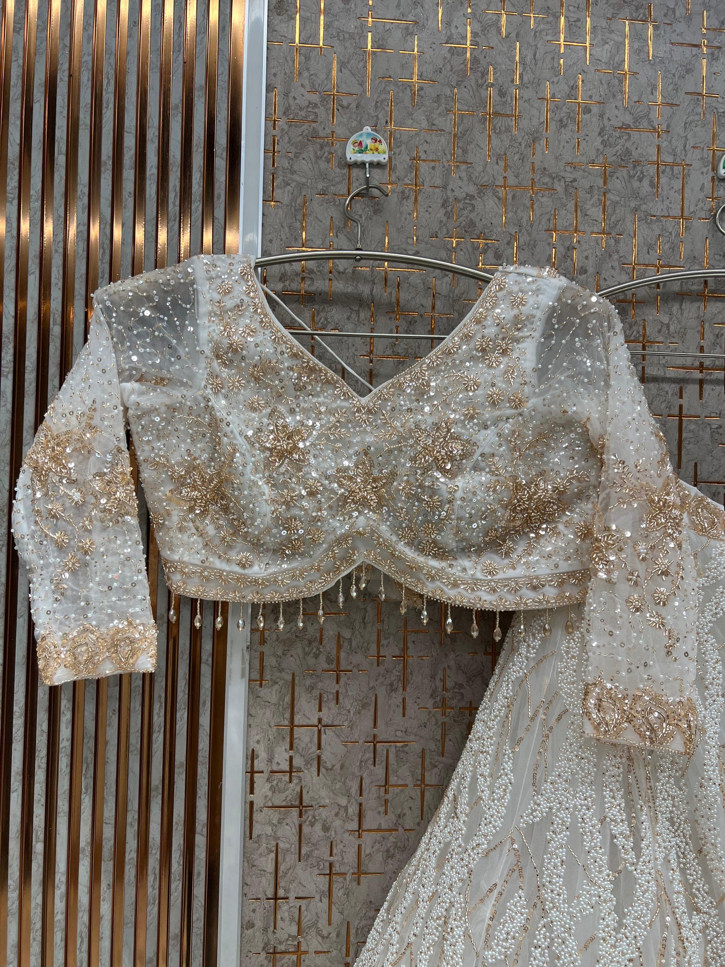 White Pdp crop top Lehenga