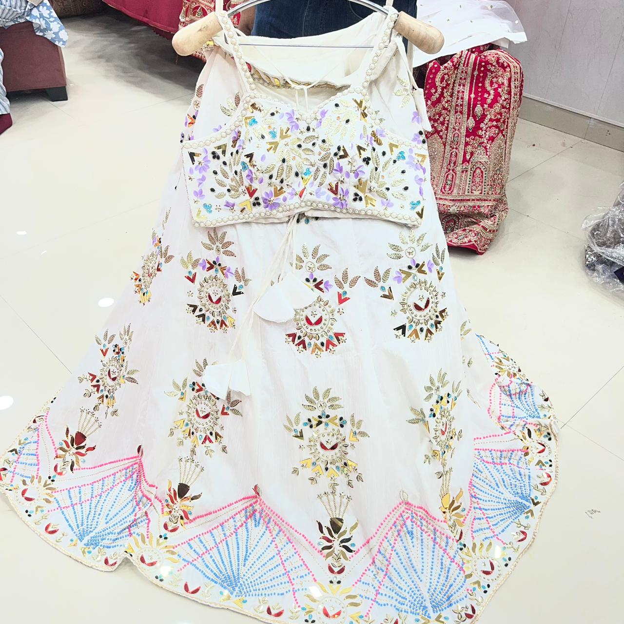 Amazing White Pdp crop Top Lehenga