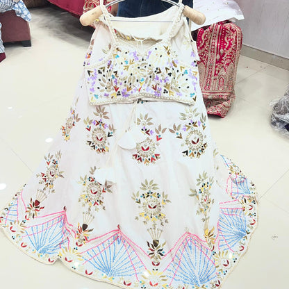 Amazing White Pdp crop Top Lehenga