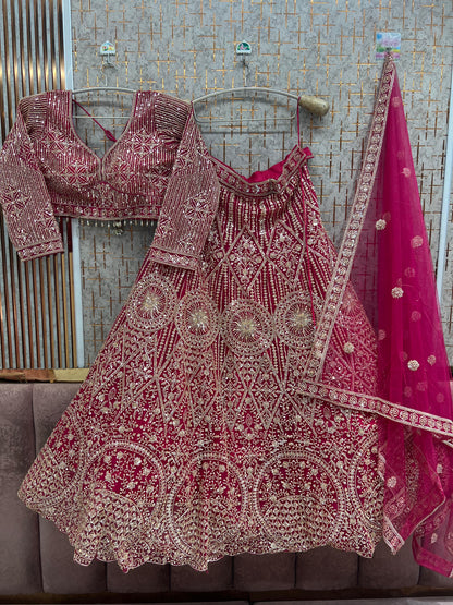 Beige Golden Crop Top Lehenga