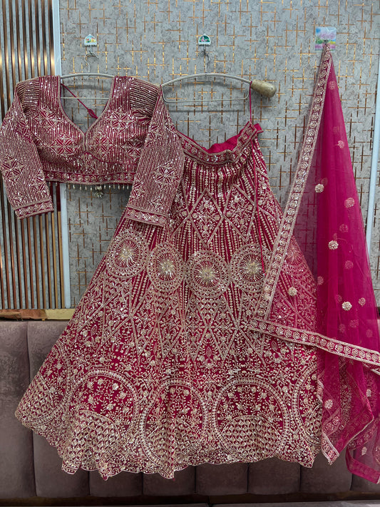 Hot pink Crop Top Lehenga l
