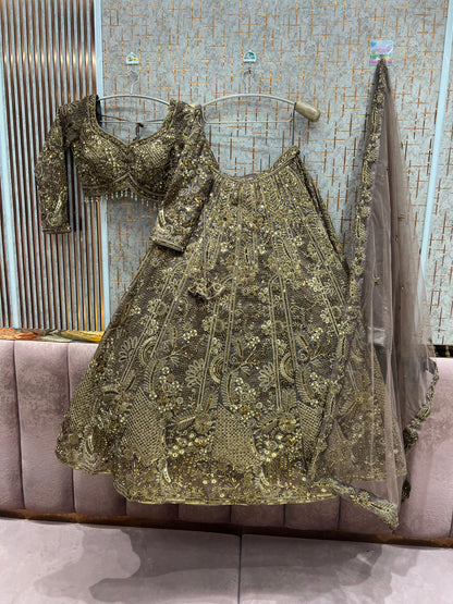 Charming Brown Crop Top Lehenga