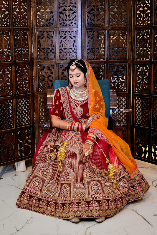 Maroon Red heavy bridal lehenga happy customer) – Shopping World