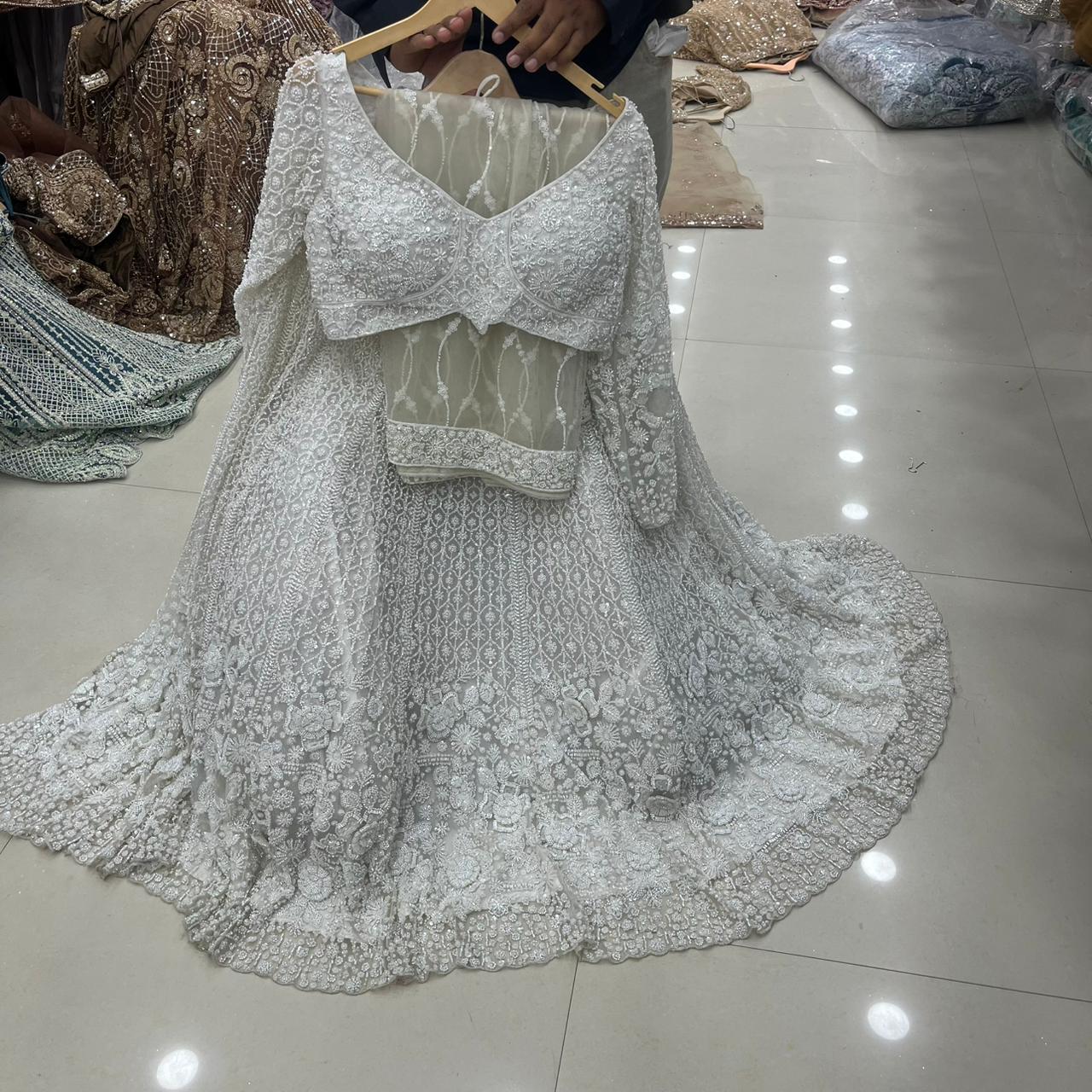 White Crop Top Lehenga