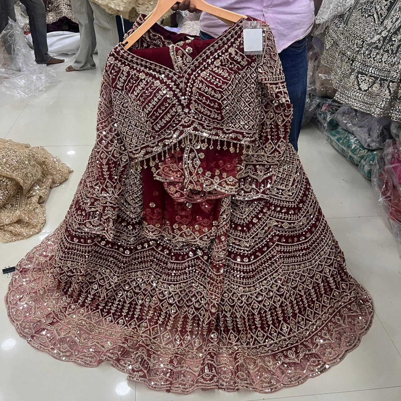 Maroon Crop Top Lehenga