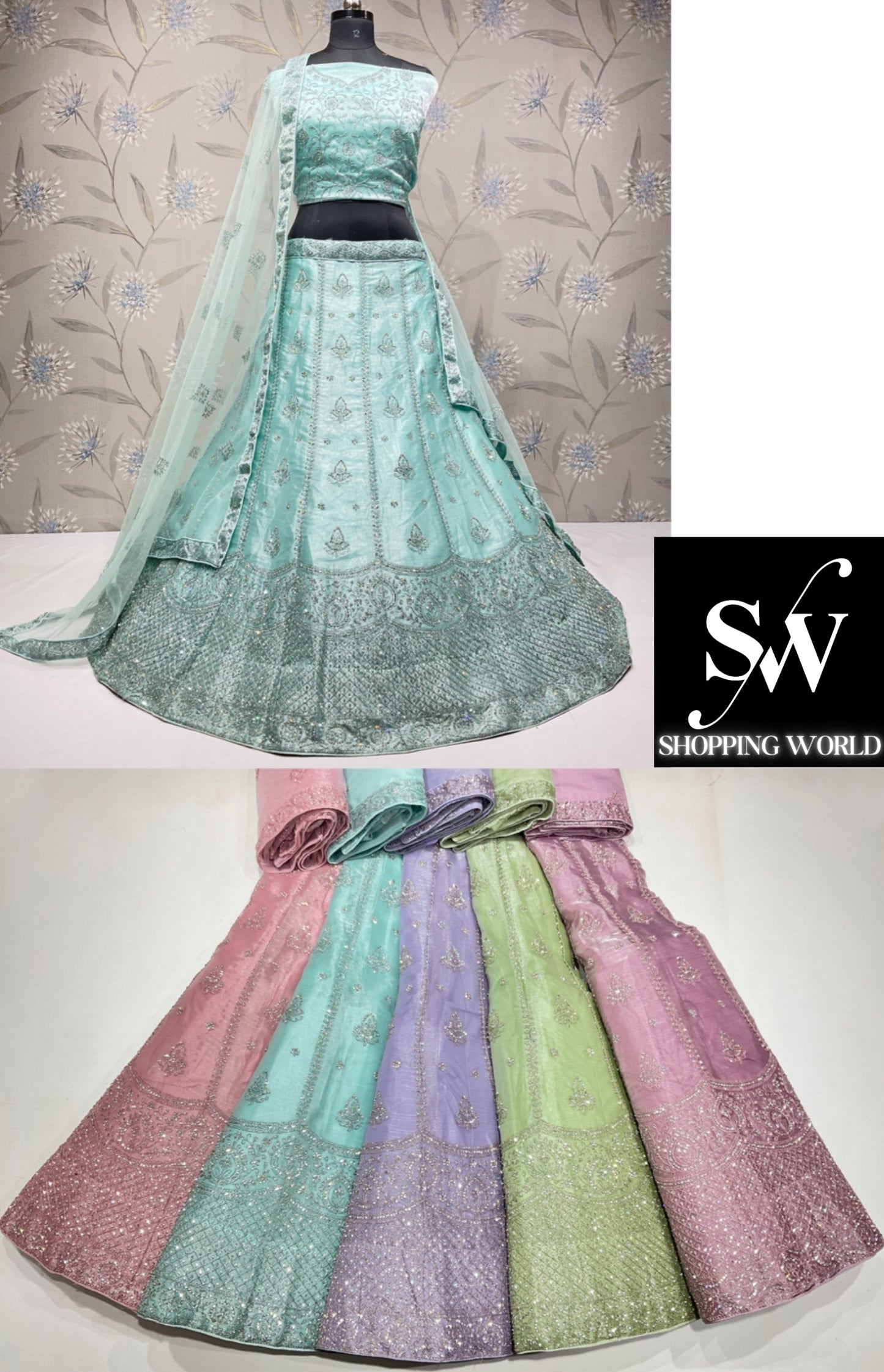 مصمم Sky Blue Lehenga