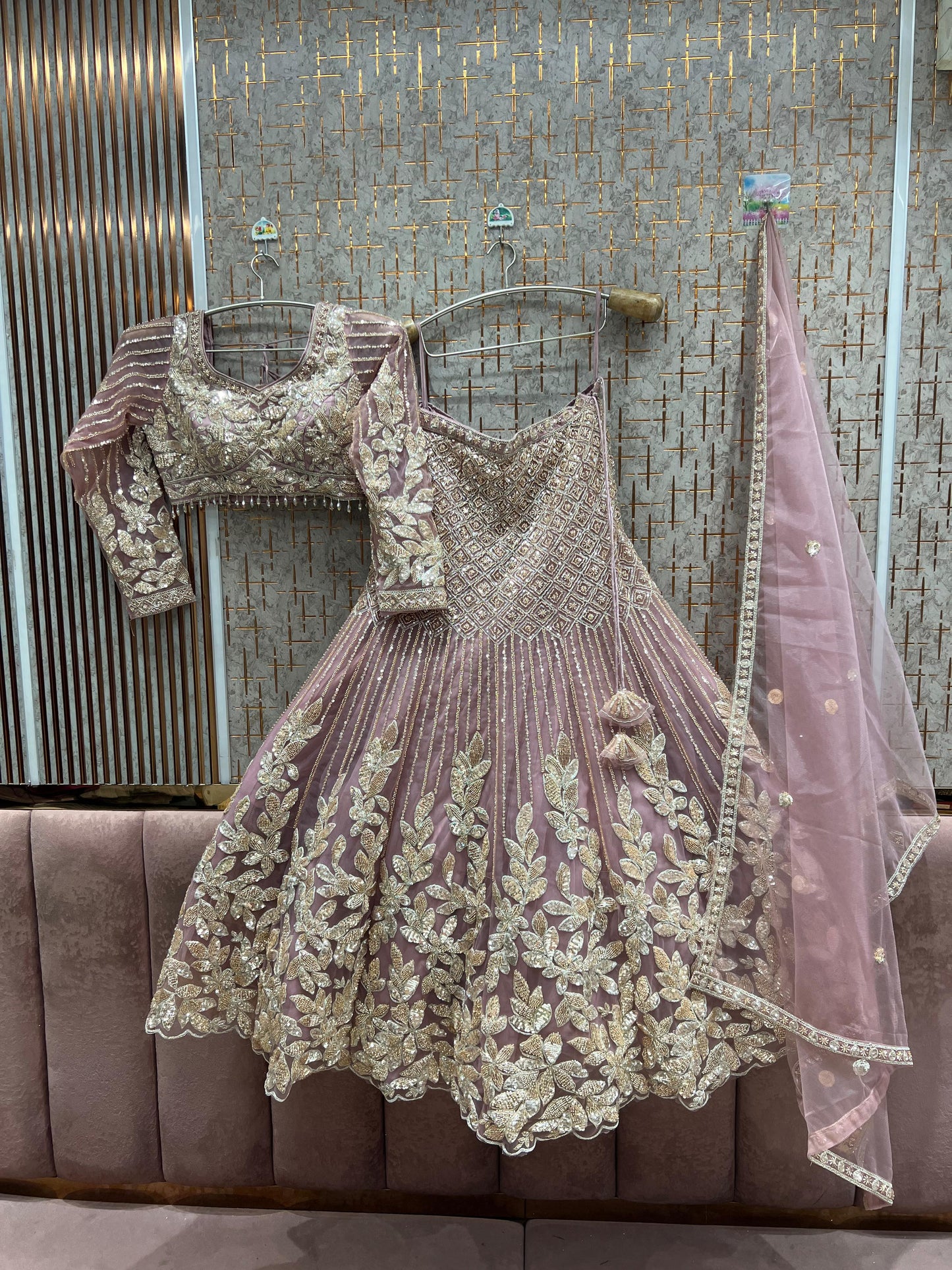 Gorgeous Brown Crop top Lehenga