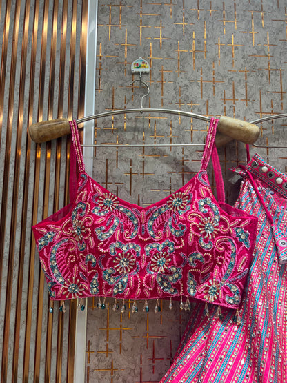 Pink Designer Pdp Crop Top Lehenga